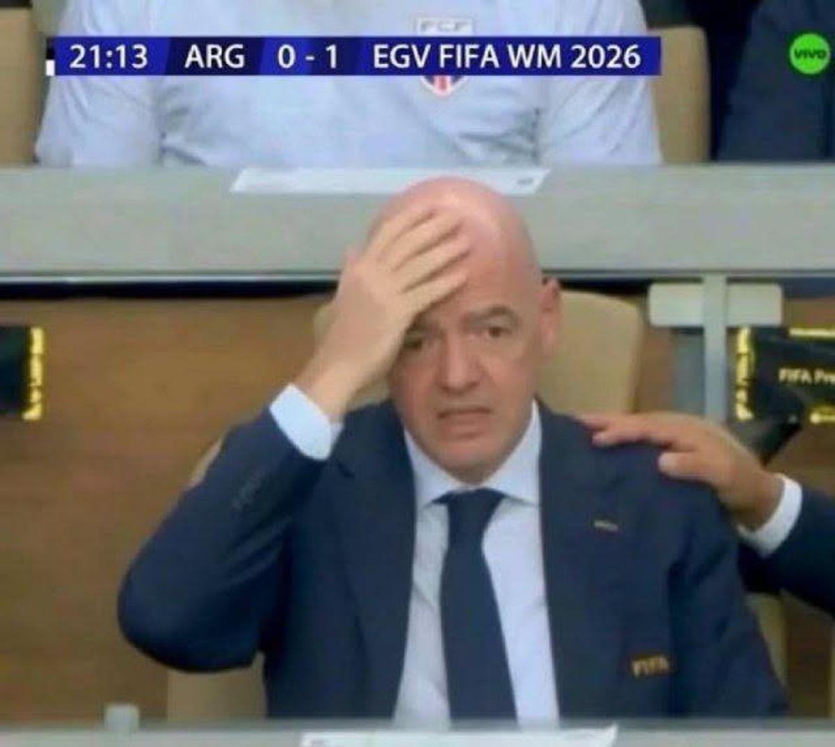 Segna l'Egitto, la reazione di Infantino è già il meme dei Mondiali - 