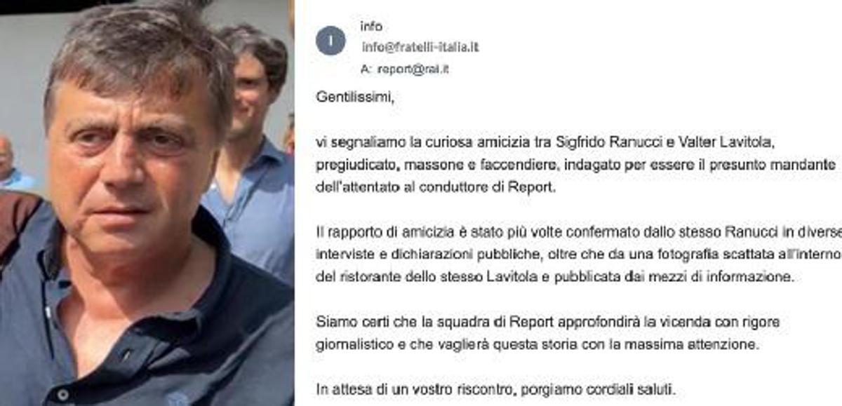 Ranucci, Fratelli d'Italia scrive a Report: "Segnaliamo curiosa amicizia con Lavitola" - 