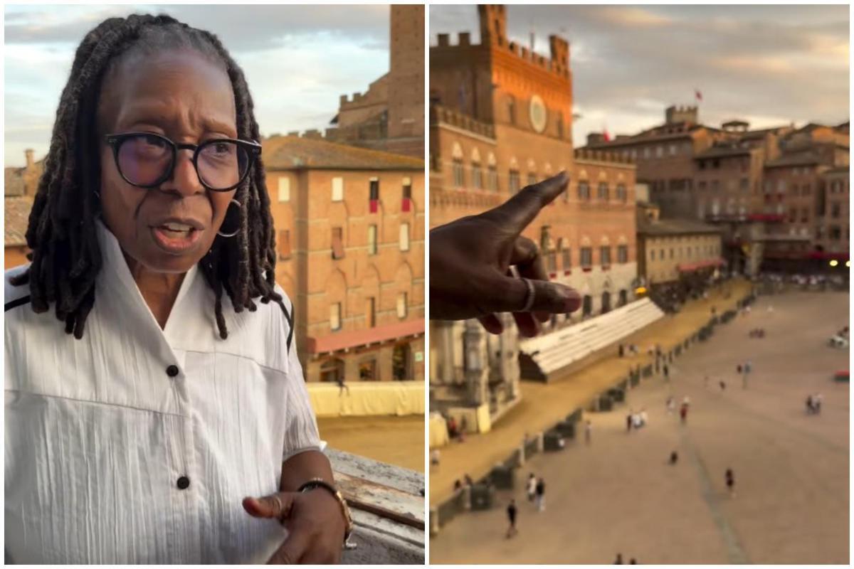 Palio di Siena, c'è anche Whoopi Goldberg: l'attrice presente a Piazza del Campo - 