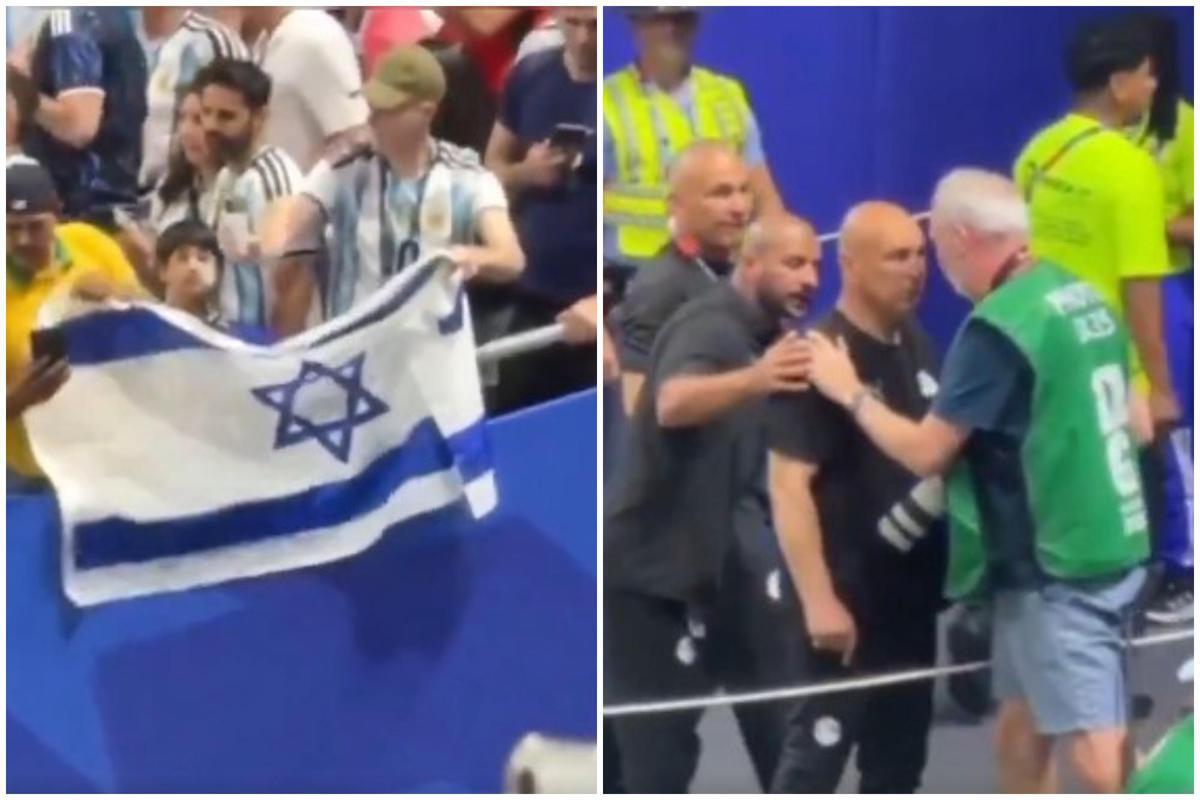 Tifoso sventola bandiera Israele, ct Egitto sputa e se la prende con un fotografo - Video - 