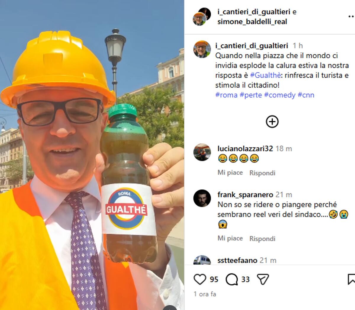 L'azzurro Baldelli e la parodia di Gualtieri: "Quando in piazza esplode calura bevete tè Gualthè..." - 