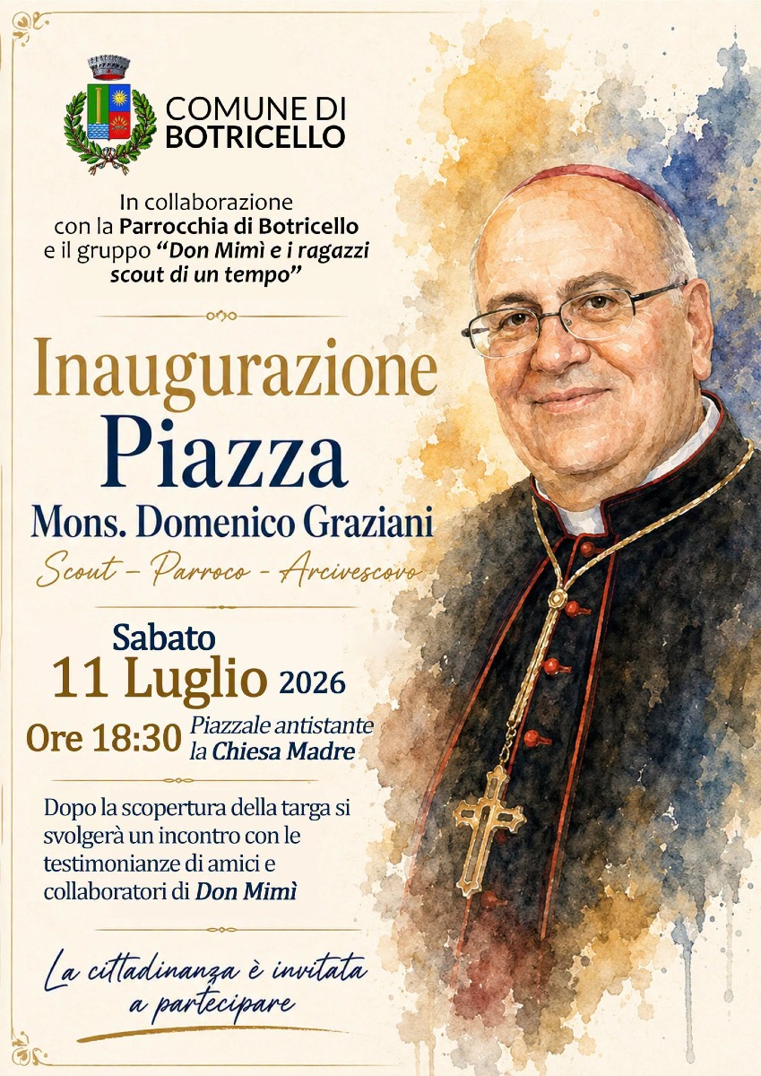 Locandina Comune di Botricello Monsignor Domenico Graziani - Foto Uff. Stampa Comune di Botricello 