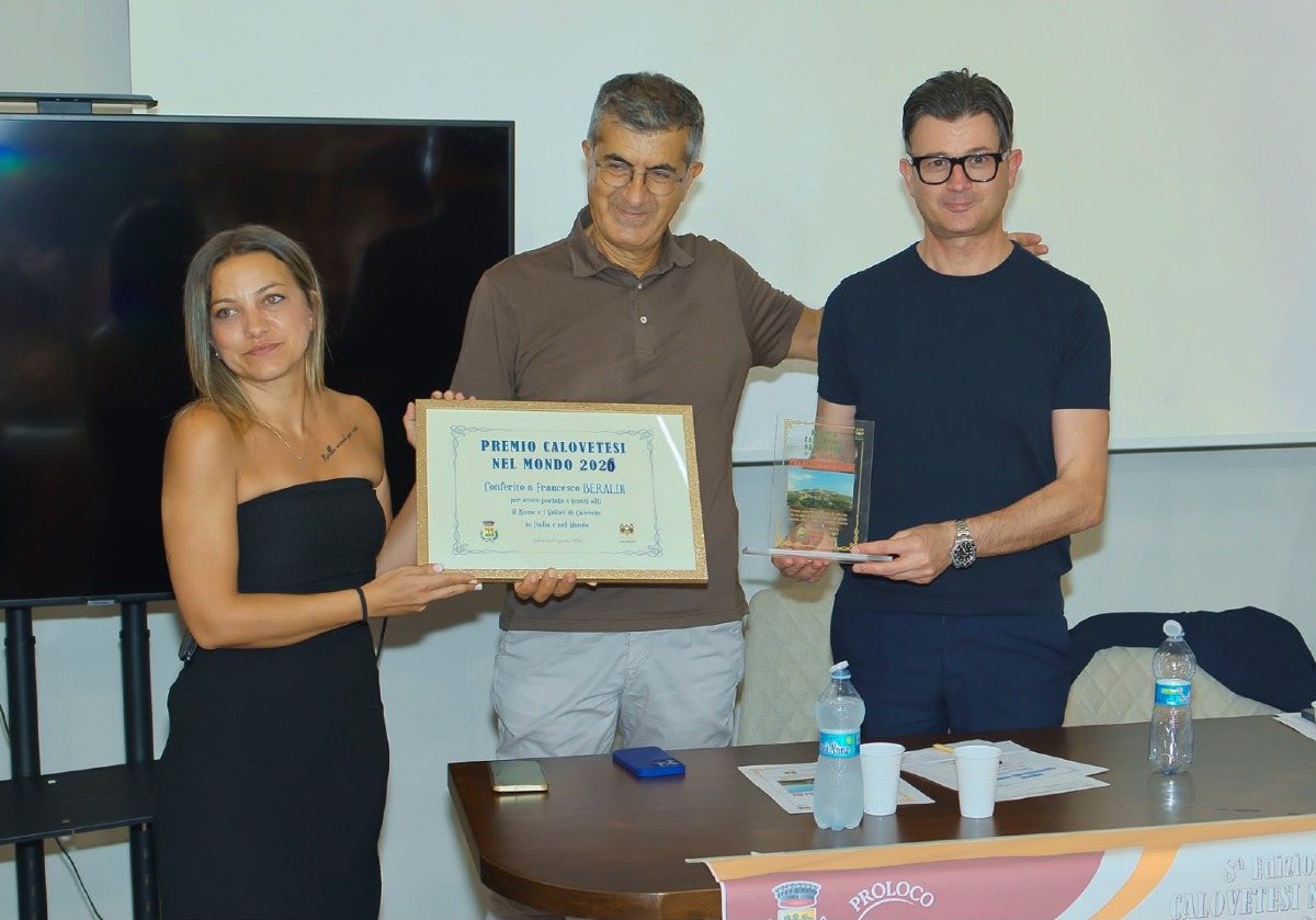 Calovetesi nel Mondo 2026: il Premio a Francesco Beraldi, dal borgo all’innovazione globale - Foto: Uff. Stampa Comune di Caloveto