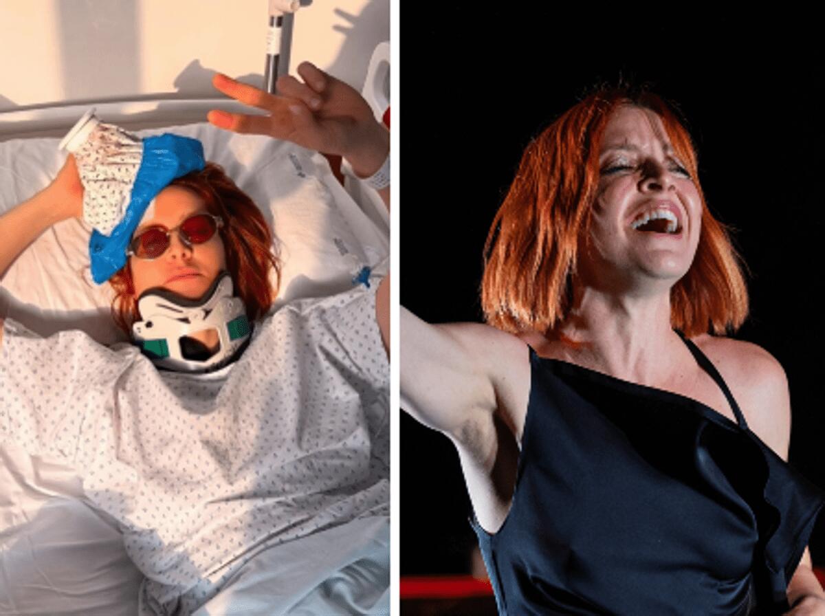 Noemi torna sul palco dopo la caduta: "Dove eravamo rimasti?" - 