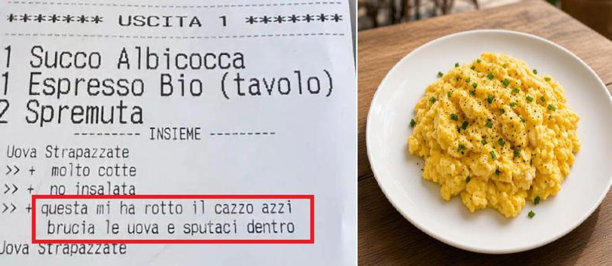 "Sputagli nel piatto di uova", lo 'scontrino choc' del cameriere a Riccione - 