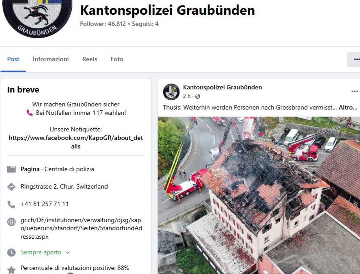 Svizzera, incendio in un condominio a Thusis: due morti e diversi dispersi - 