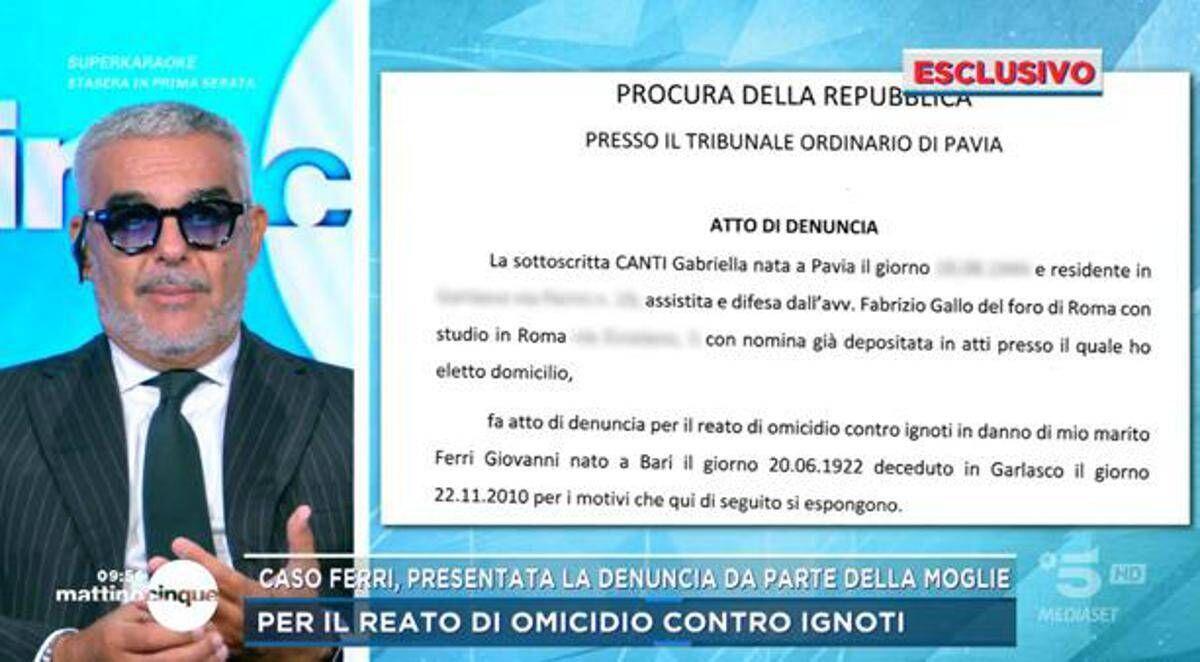 Delitto di Garlasco, la moglie di Giovanni Ferri presenta denuncia in procura per far riaprire caso: "Si indaghi per omicidio" - 