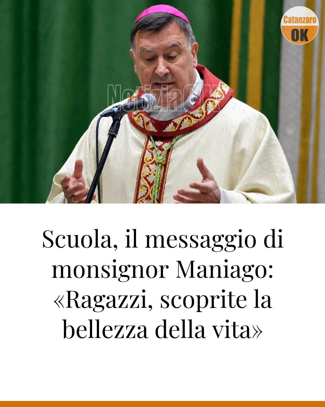 Scuola, il messaggio di monsignor Maniago: «Ragazzi, scoprite la bellezza della vita»