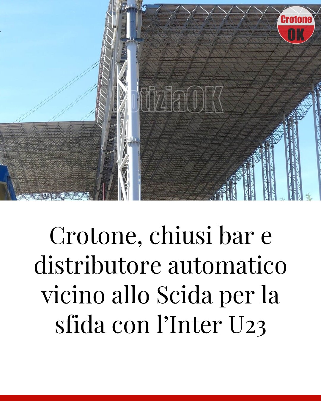 Crotone, chiusi bar e distributore automatico vicino allo Scida per la sfida con l’Inter U23