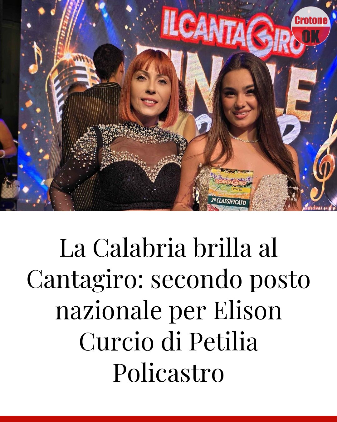 La Calabria brilla al Cantagiro: secondo posto nazionale per Elison Curcio di Petilia Policastro
