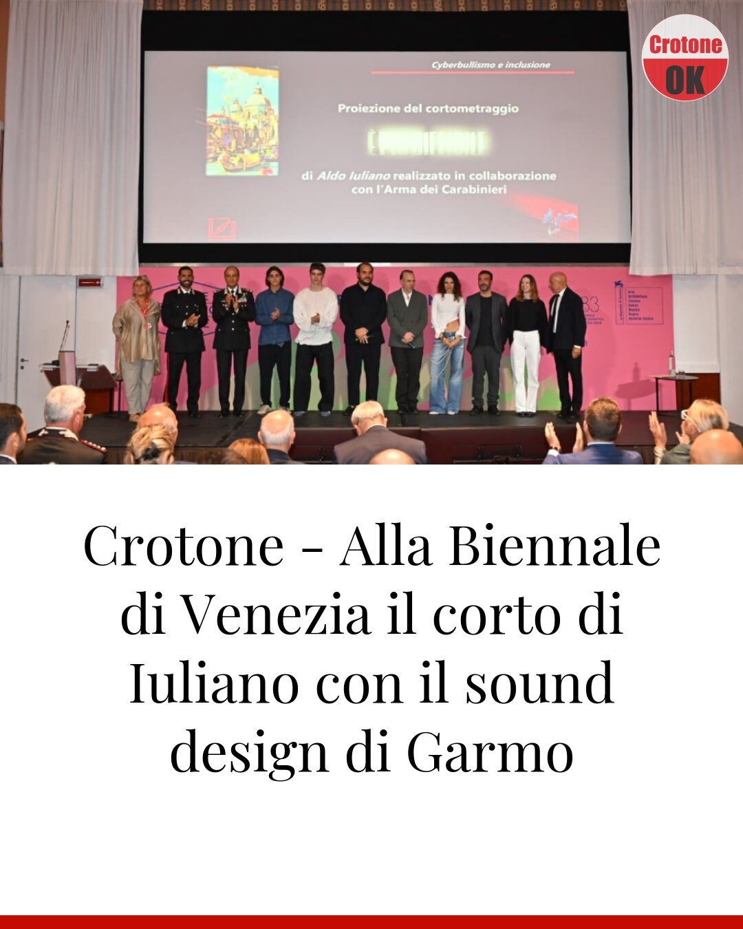 Crotone - Alla Biennale di Venezia il corto di Iuliano con il sound design di Garmo