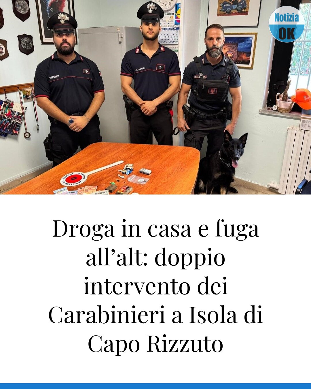 Droga in casa e fuga all’alt: doppio intervento dei Carabinieri a Isola di Capo Rizzuto