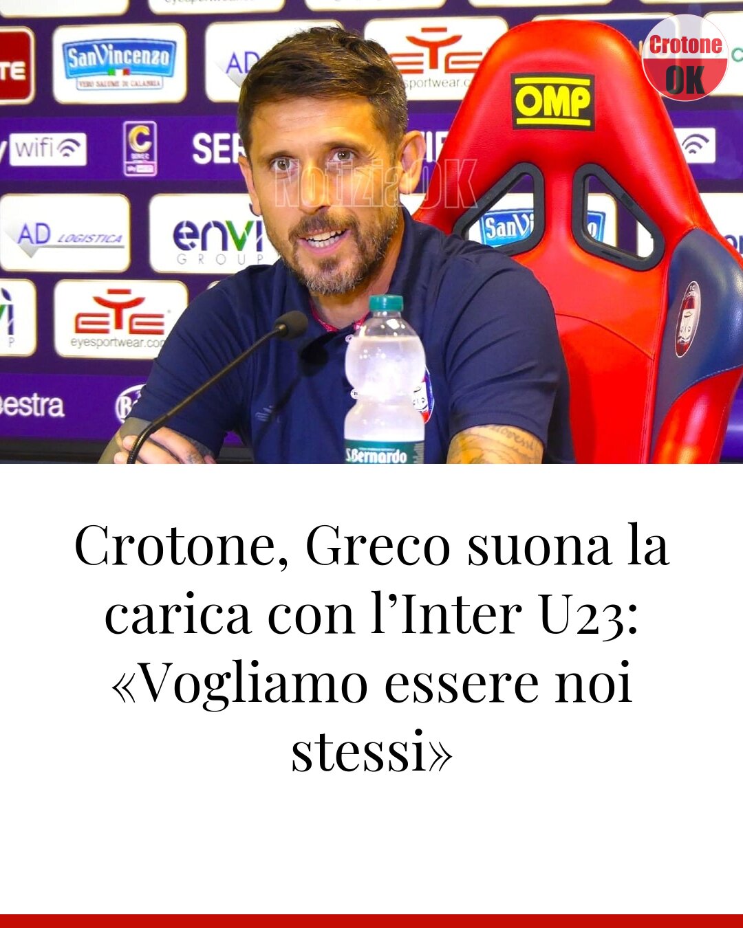 Crotone, Greco suona la carica con l’Inter U23: «Vogliamo essere noi stessi»