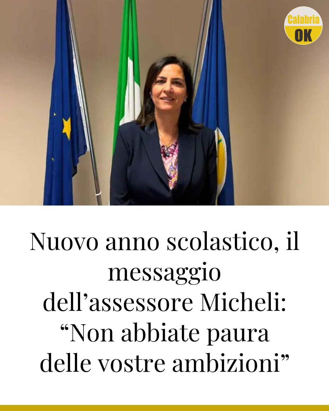 Nuovo anno scolastico, il messaggio dell’assessore Micheli: “Non abbiate paura delle vostre ambizioni”