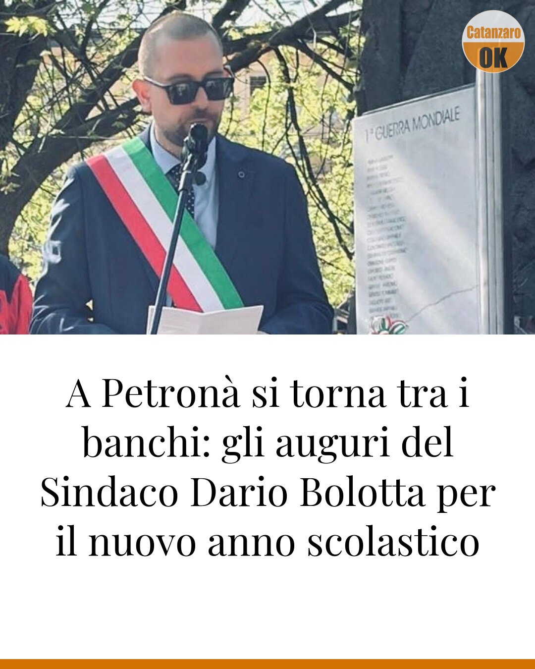 A Petronà si torna tra i banchi: gli auguri del Sindaco Dario Bolotta per il nuovo anno scolastico