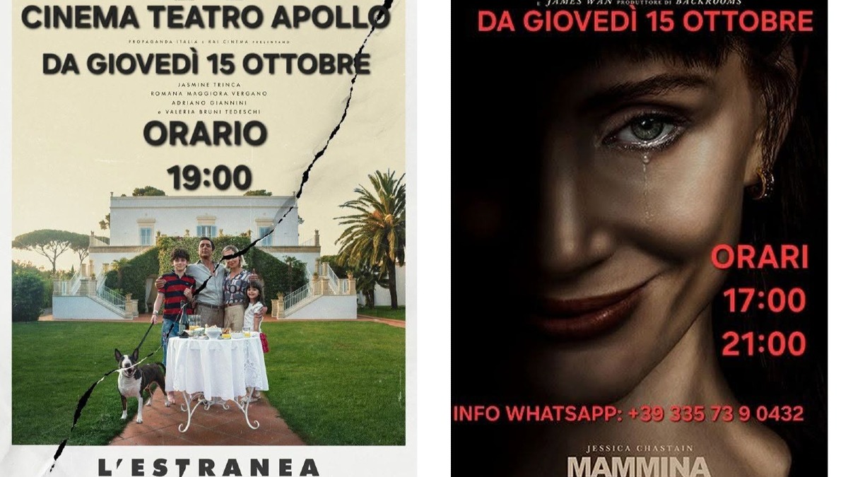 Cinema Apollo Crotone, dal 15 ottobre in sala “L’Estranea” e “Mammima” -  foto locandine ufficiali Cinema Apollo 