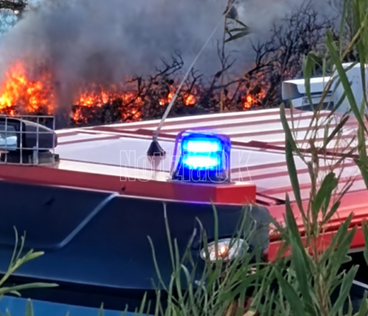 Crotone - Fiamme vicino al Costa Tiziana, brucia una baracca - Foto: Redazione 