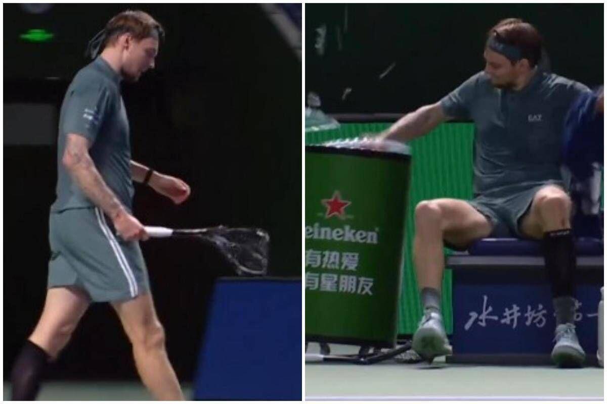 Bublik, furia a Shanghai: spacca la racchetta e tira pugni. Poi si fa male - Video - 