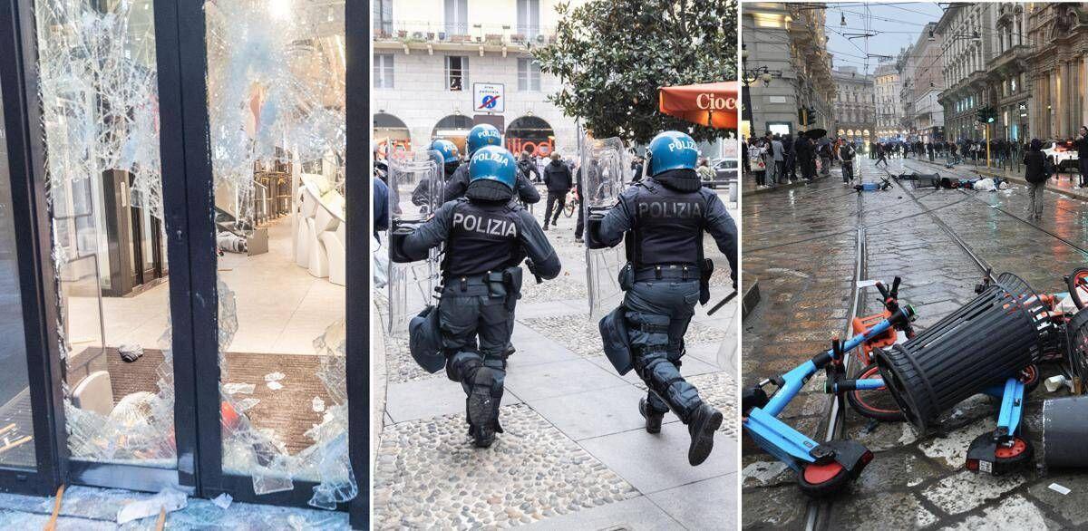 Guerriglia a Milano, assalto ai negozi e saccheggi: fermati 200 giovani. Meloni convoca riunione su ordine pubblico - 
