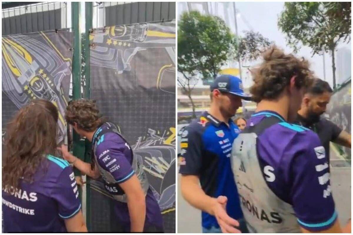 Antonelli bloccato dalla sicurezza a Singapore: "Sono un pilota". Lo salva... Verstappen - Video - 