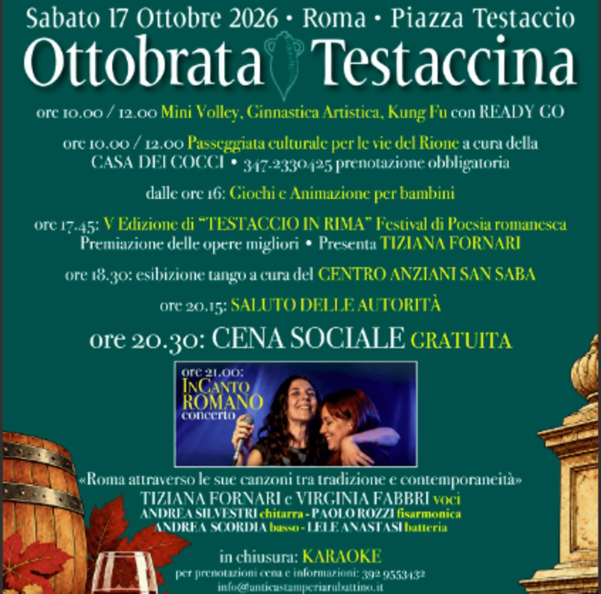 Roma: al I Municipio torna l'Ottobrata Testaccina, giornata gratuita tra tradizione poesia, concerti e cena sociale - 